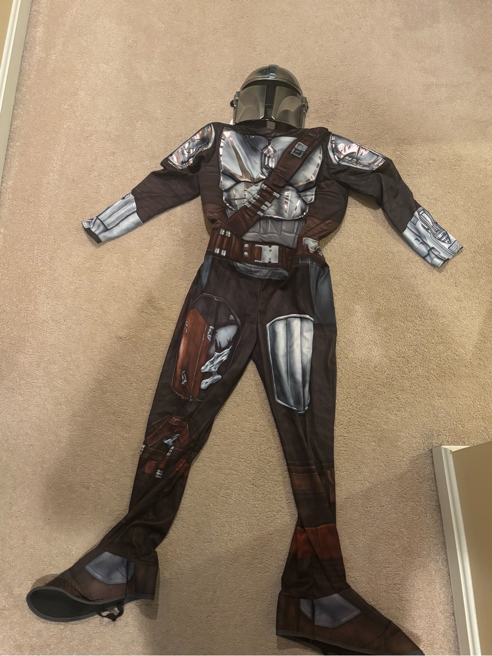Mandolorian Target Kids Brown and Silver Space Warrior Costume with Helmet